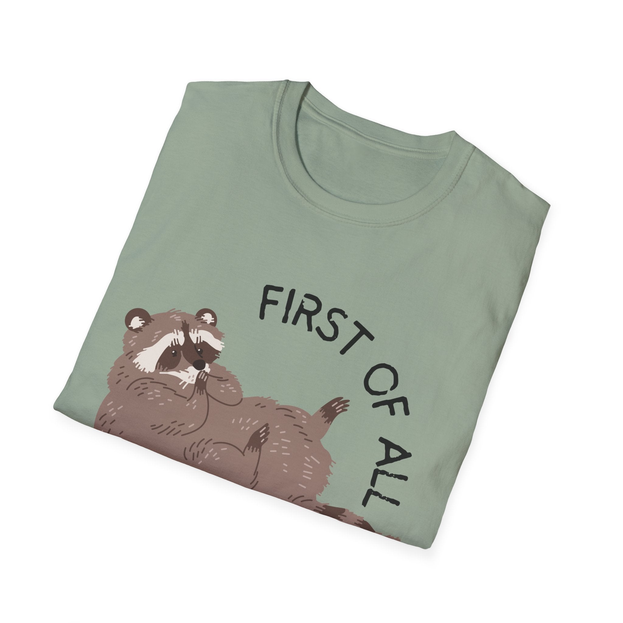 Cute Raccoon Tee — "First Of All, I'm A Delight" Graphic T-Shirt