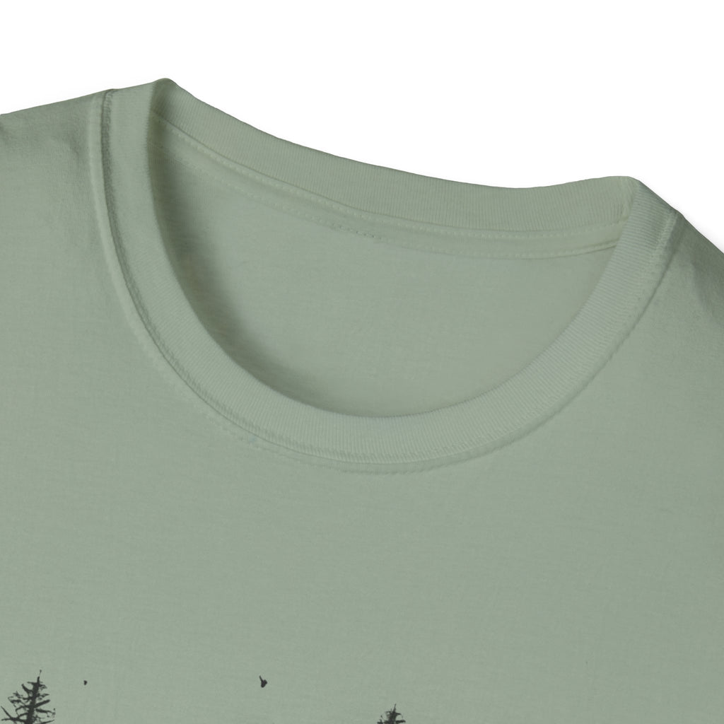 Pine Grove Minimalist Tee — Hand-Drawn Forest Trees T-Shirt