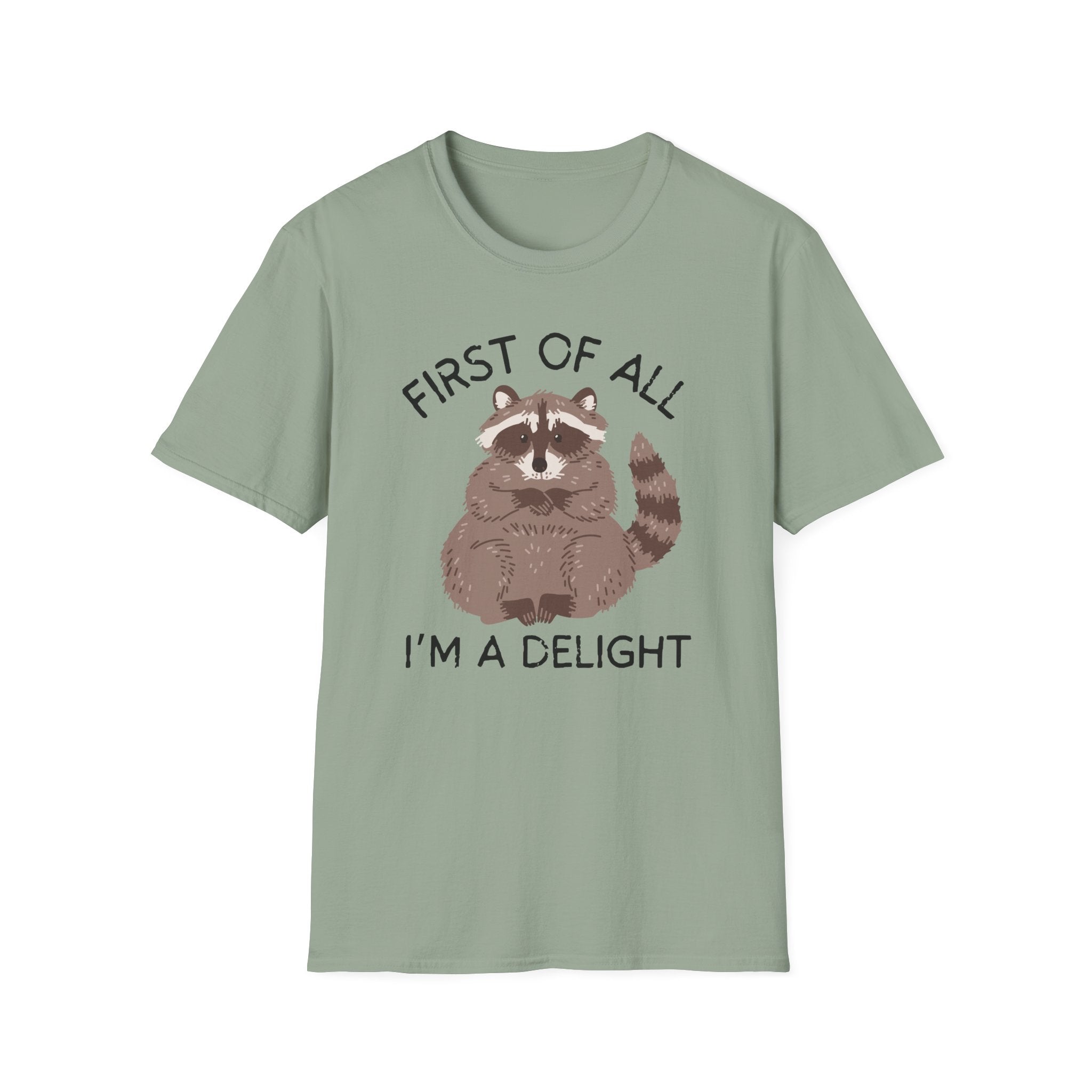 Raccoon 'First of All I'm a Delight' Cute Graphic T-Shirt