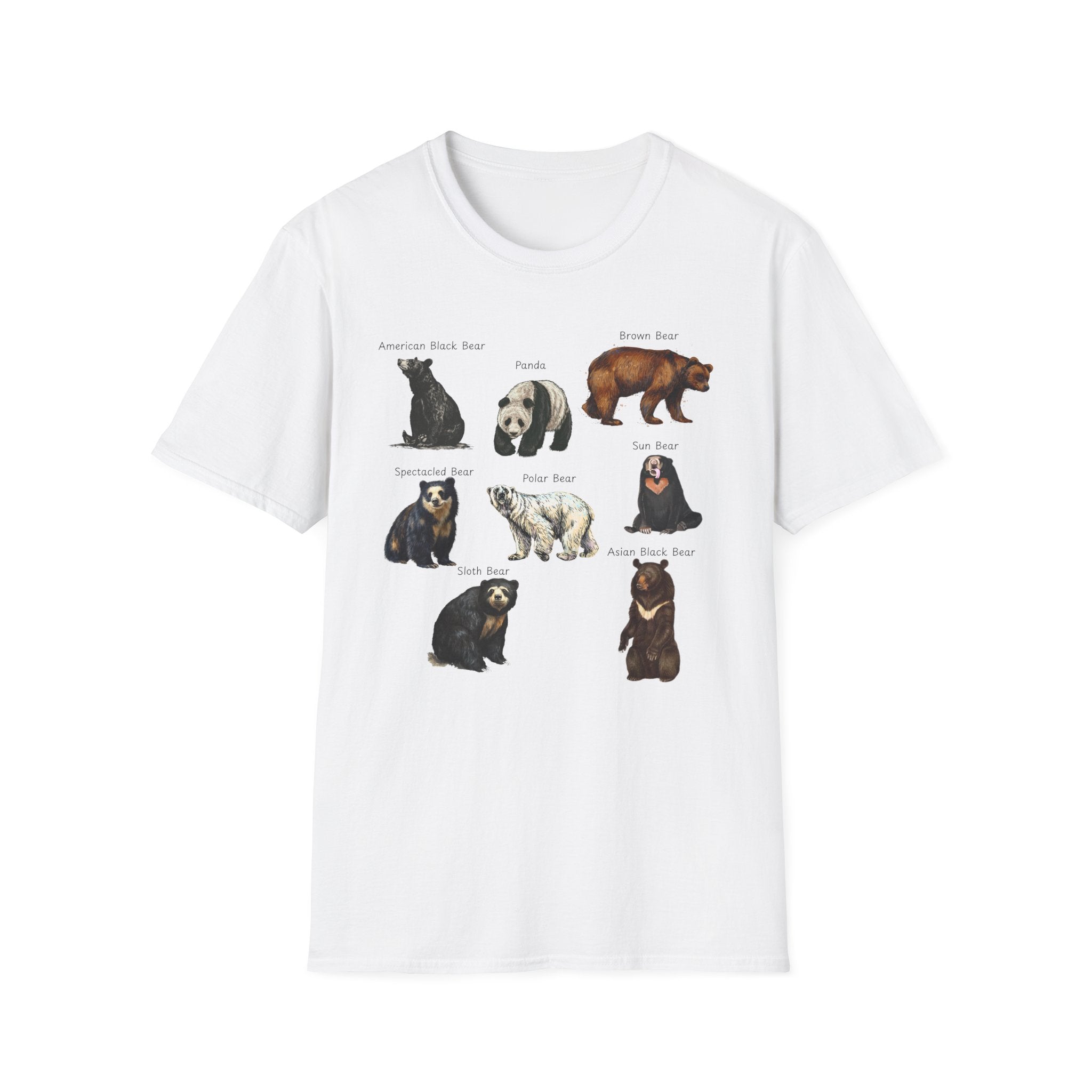 Bear Species Graphic T-Shirt — Vintage Illustrated Bear Types Tee