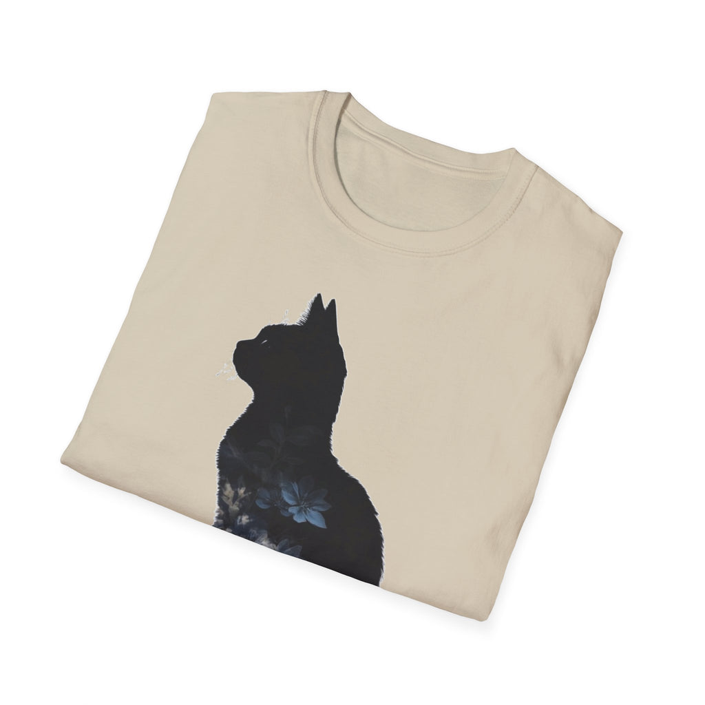 Galaxy Cat T-Shirt — Night Sky Silhouette Tee for Cat Lovers