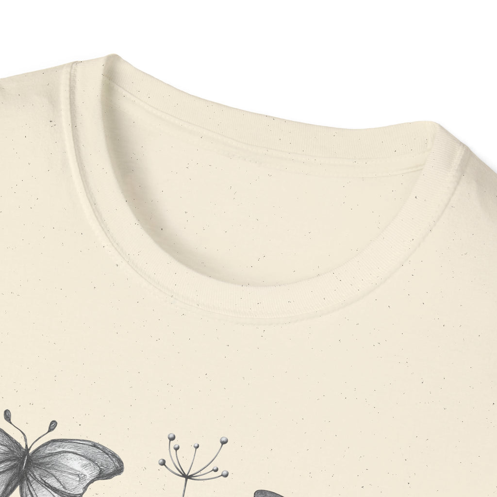 Butterfly Sketch Grid T-Shirt — Vintage Botanical Insect Tee