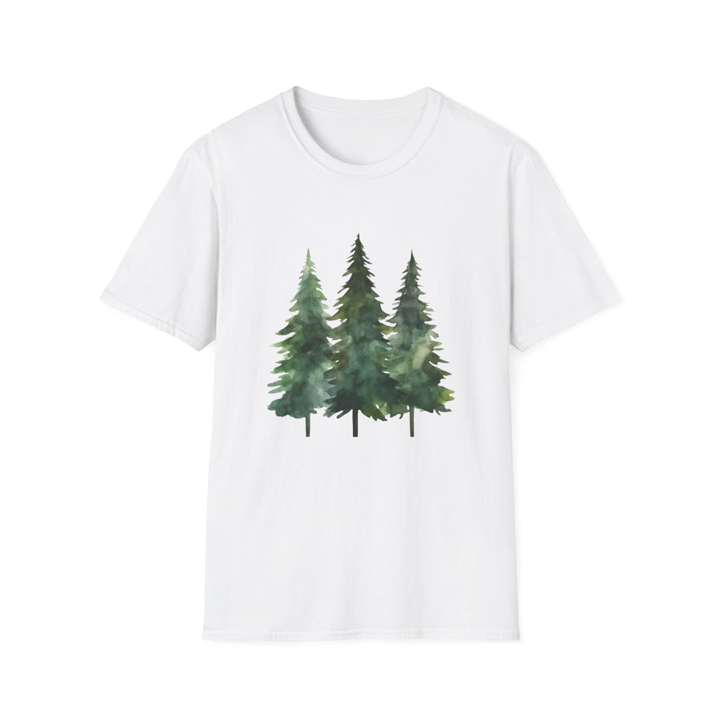 Pine Forest Tee — Watercolor Evergreen Tree T-Shirt