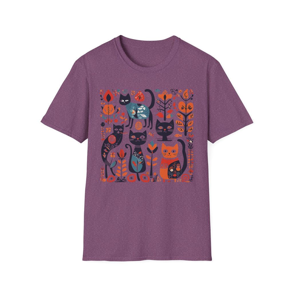 Cats & Flowers T-Shirt — Whimsical Folk Art Cat Graphic Tee