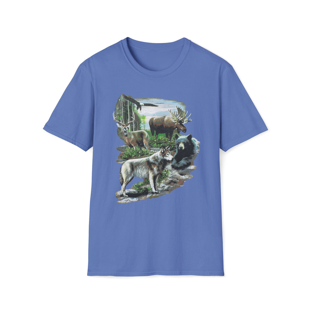 Wildlife Scene T-Shirt — Moose, Wolf & Bear Nature Graphic Tee