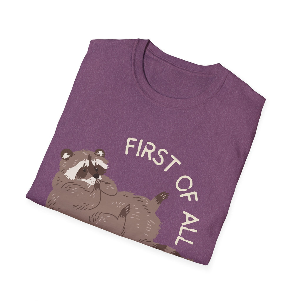 Cute Raccoon Tee — "First Of All, I'm A Delight" Graphic T-Shirt