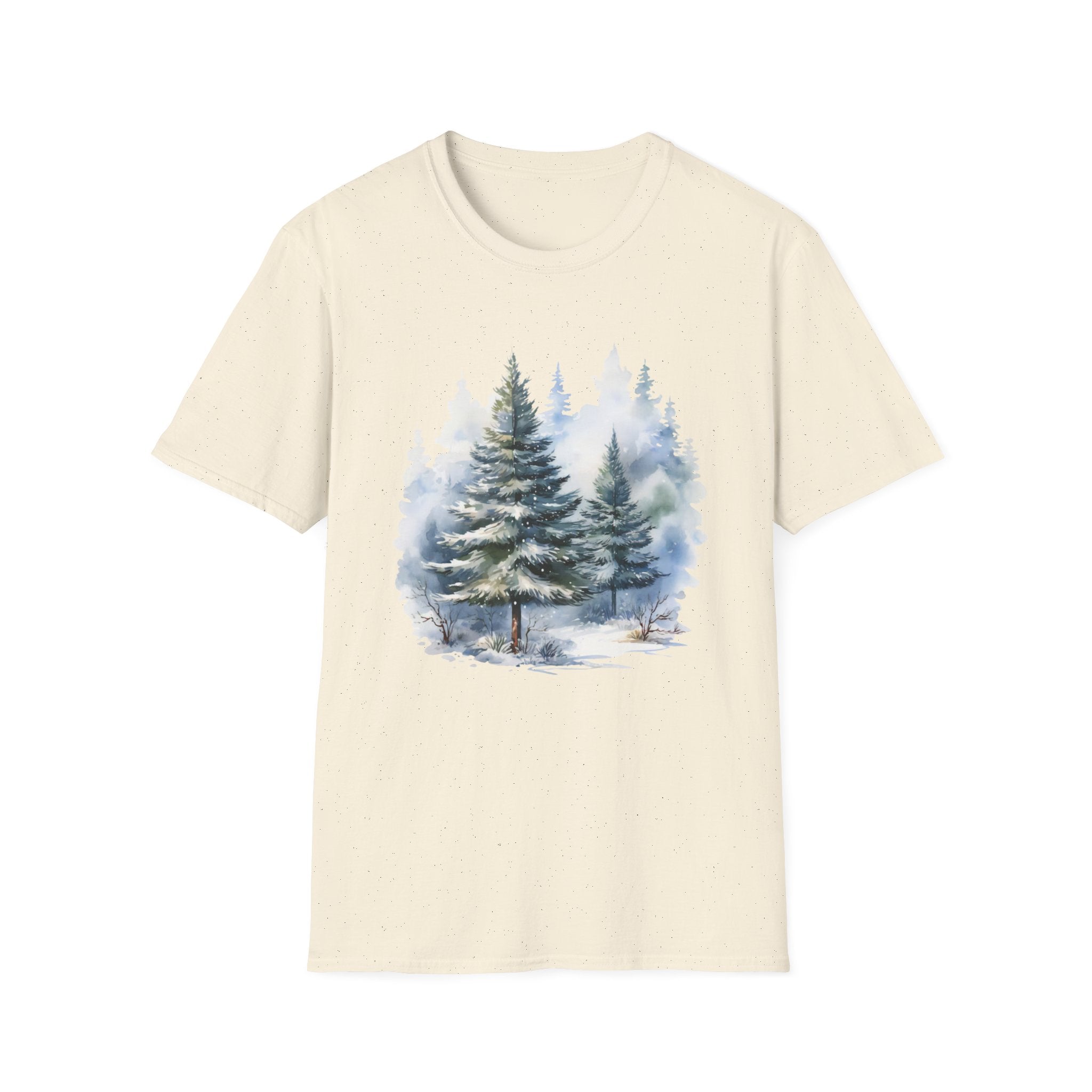 Winter Pine Trees T-Shirt — Watercolor Forest Holiday Tee