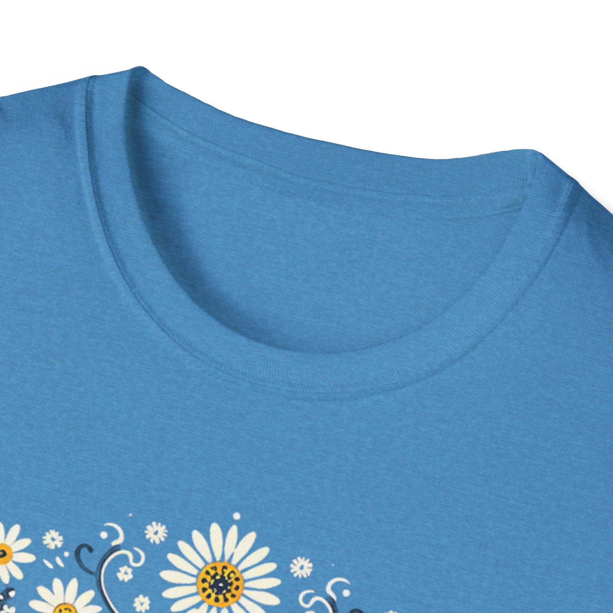 Cat Floral T-Shirt — Folk Art Kitty with Daisies