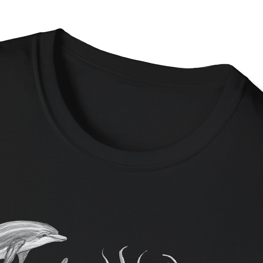 Ocean Wildlife T-Shirt — Monochrome Marine Life Design