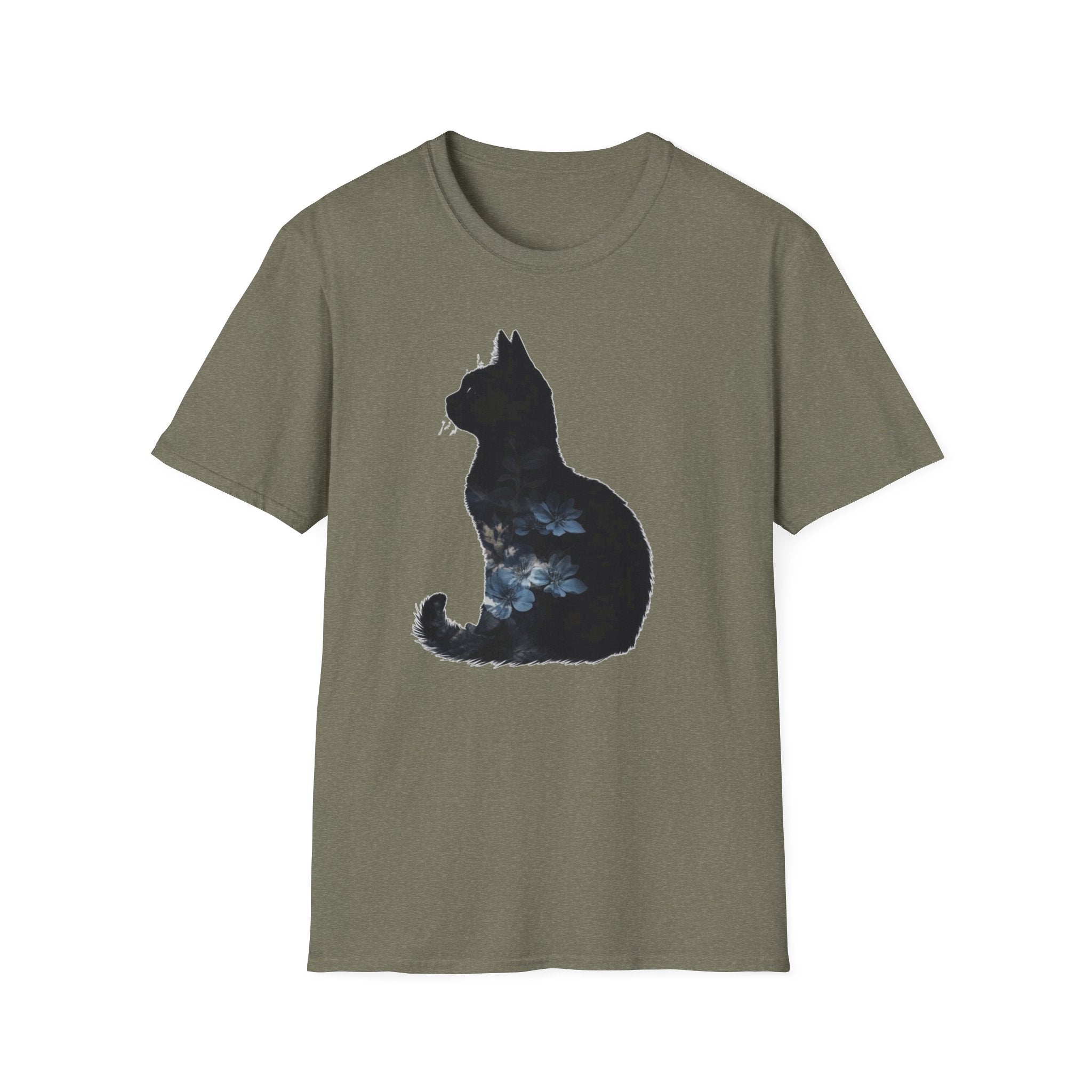 Galaxy Cat T-Shirt — Night Sky Silhouette Tee for Cat Lovers