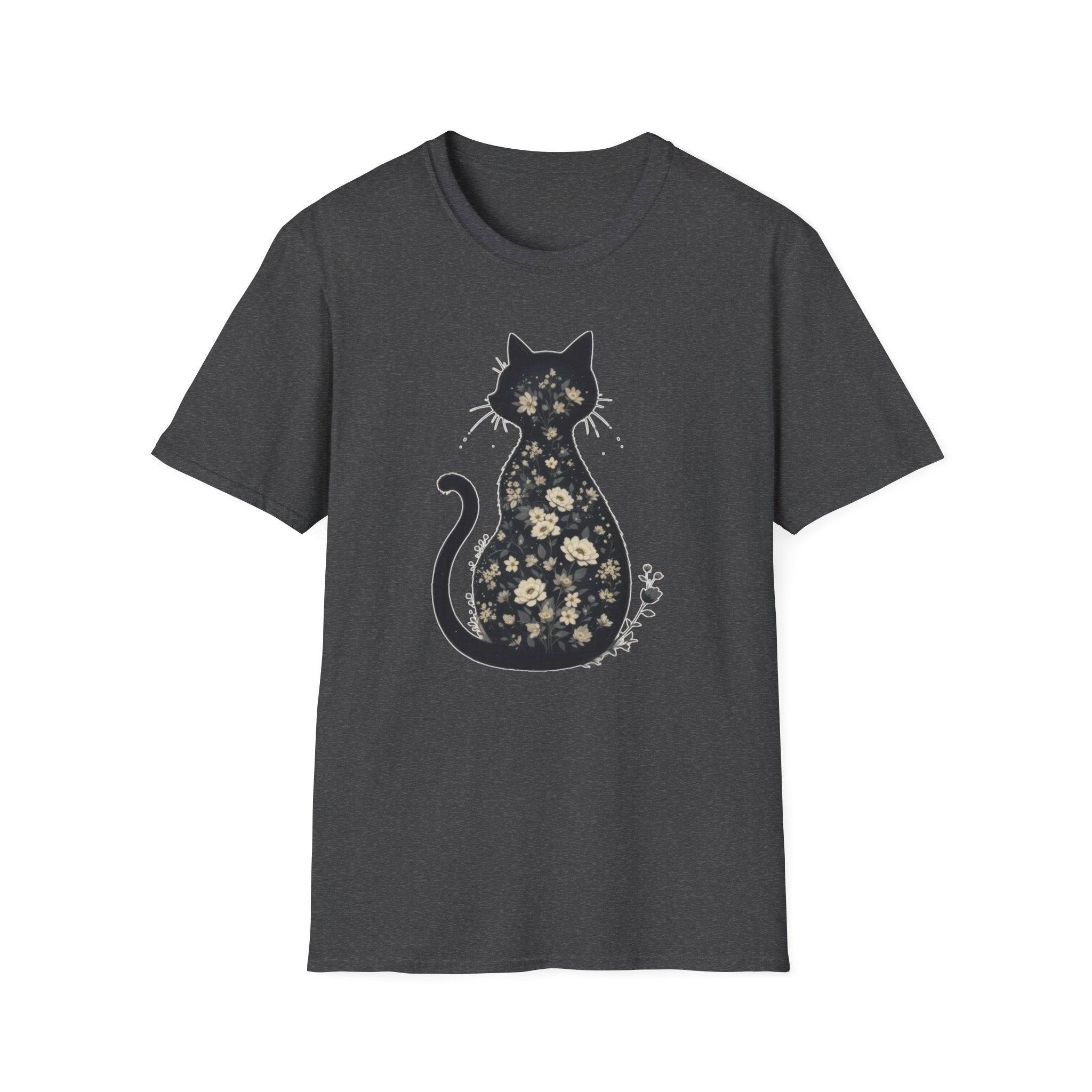Floral Silhouette Cat T-Shirt