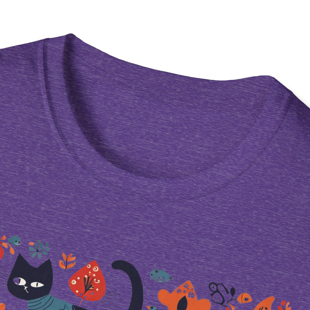 Cats & Flowers T-Shirt — Whimsical Folk Art Cat Graphic Tee