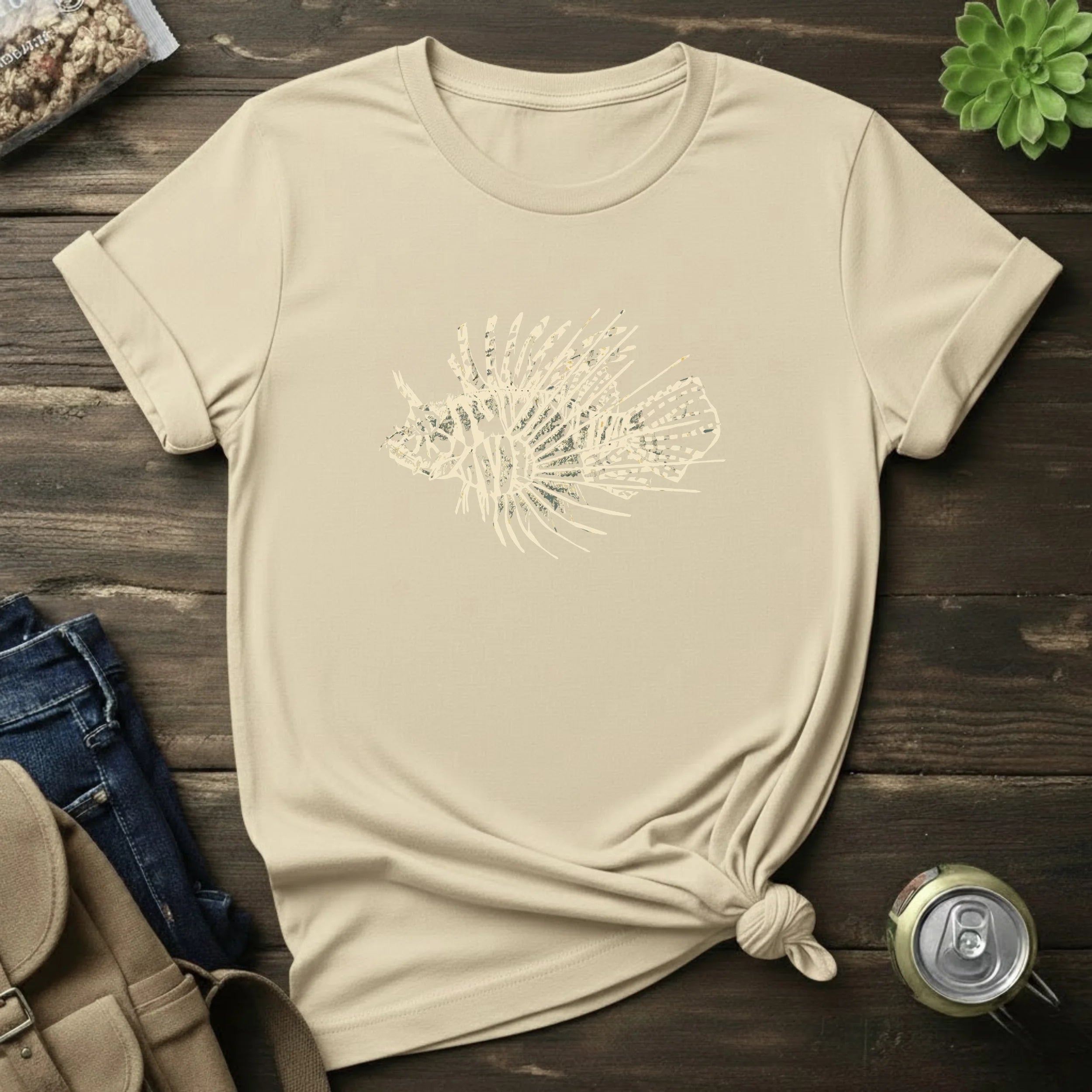 Lionfish Graphic T-Shirt — Vintage Marine Skull Illustration for Fishermen & Ocean Lovers