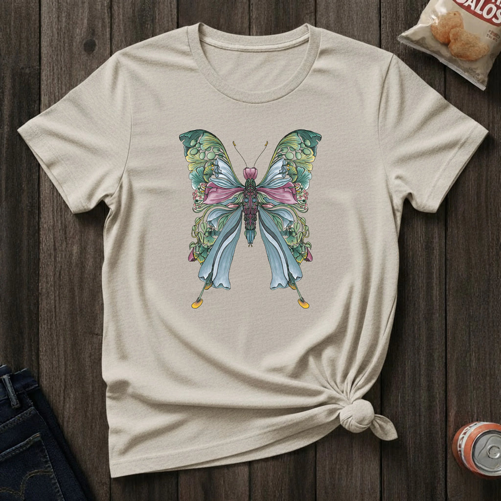 Botanical Butterfly T-Shirt — Watercolor Floral Wings Tee