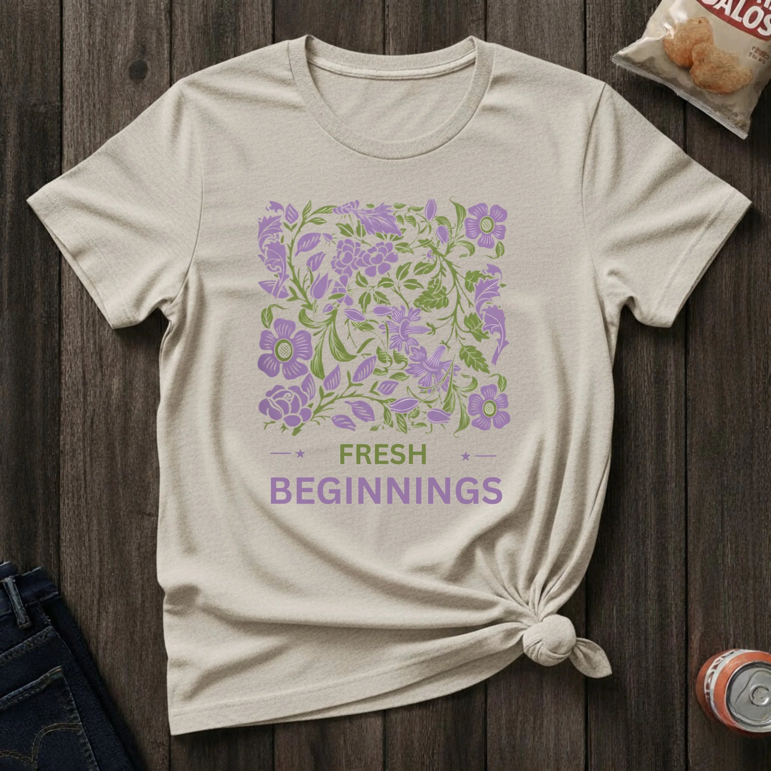 Fresh Beginnings Floral T-Shirt — Purple Botanical Spring Tee