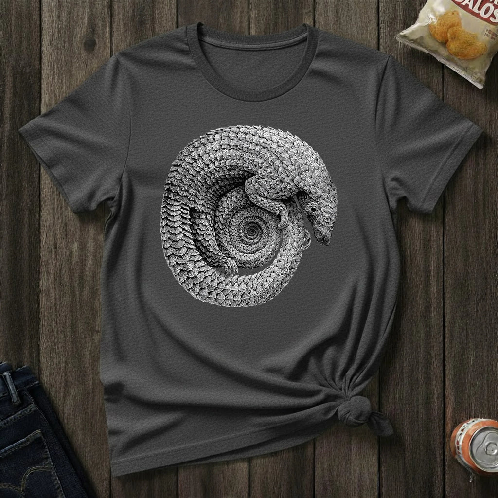 Armadillo Spiral Graphic T-Shirt — Vintage Nature Illustration Tee