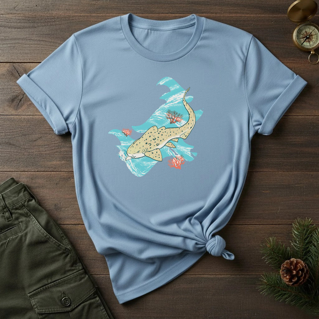 Leopard Shark Surf T-Shirt — Vintage Ocean Wave Tee