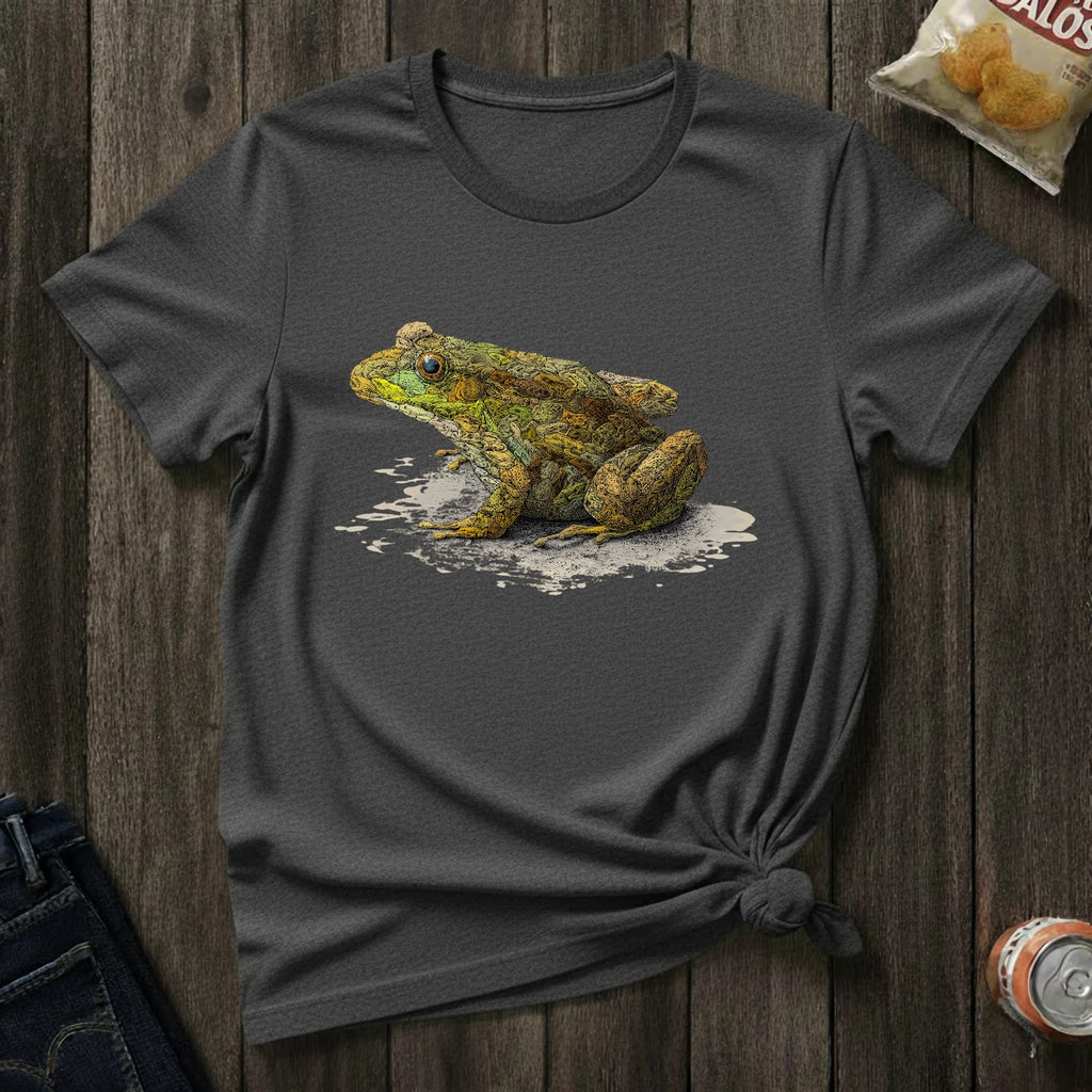 Frog Art T-Shirt — Realistic Green Frog Illustration Tee