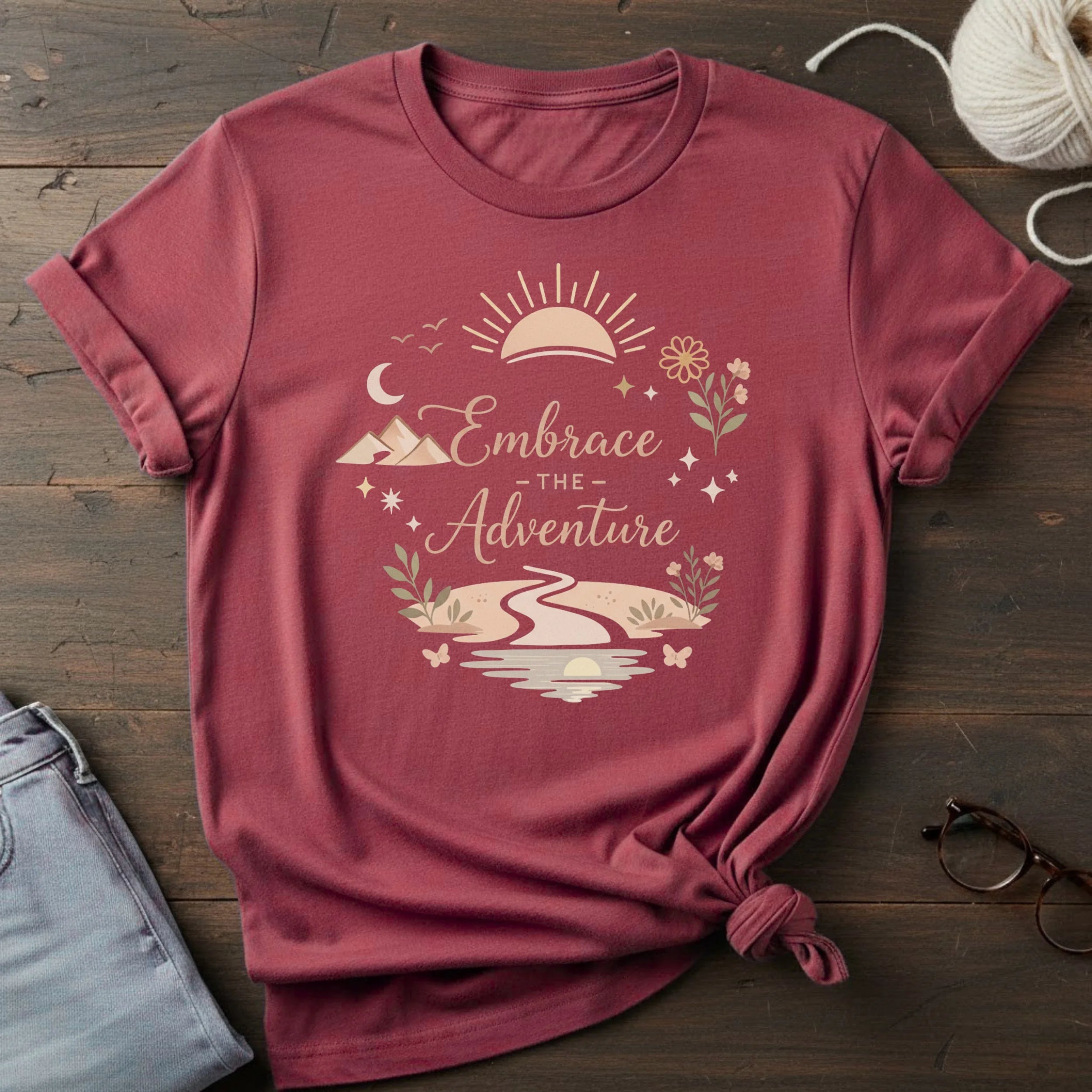 Embrace the Adventure T-Shirt — Scenic Sunriver Nature Graphic
