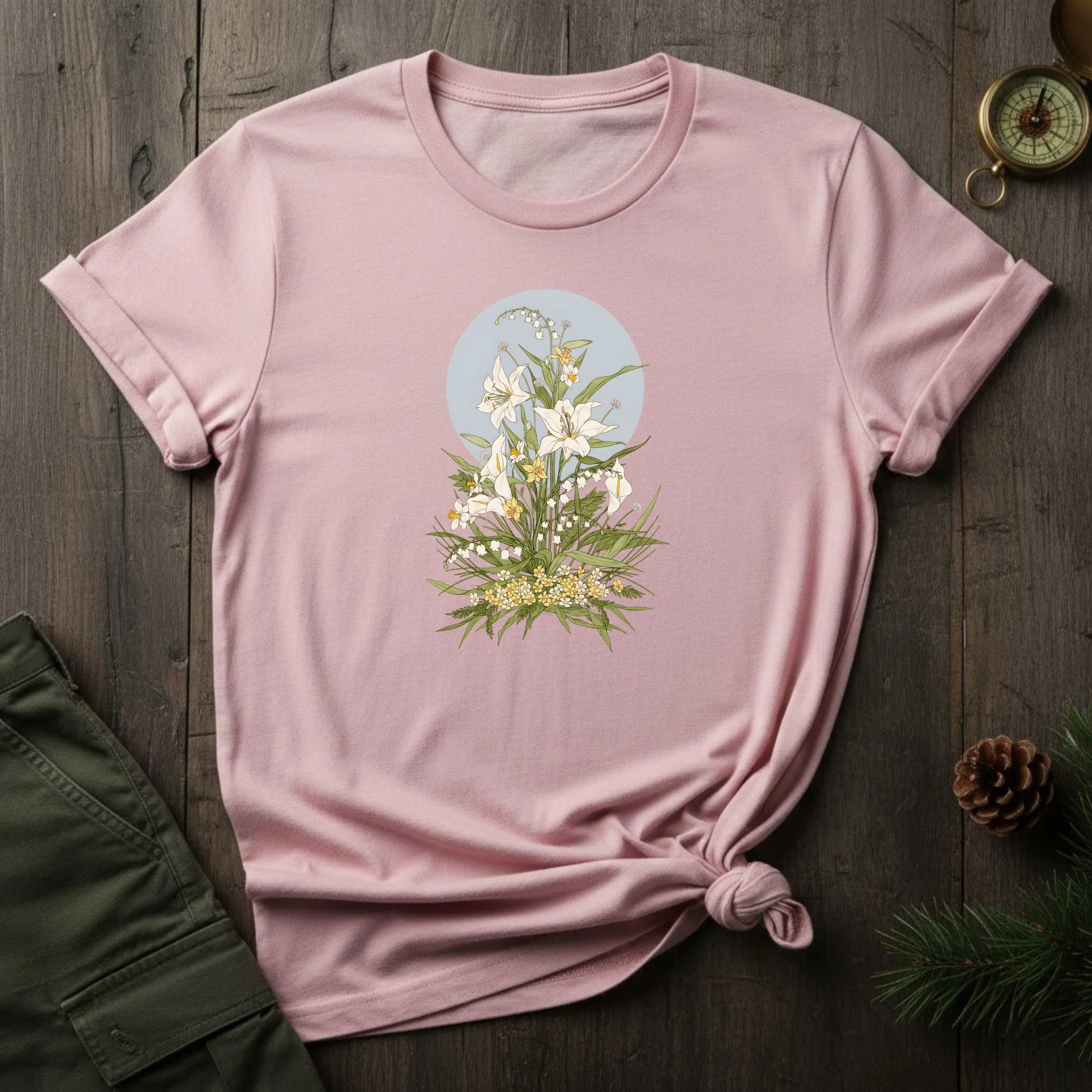 Floral Lily Bouquet T-Shirt — Vintage Botanical Graphic Tee
