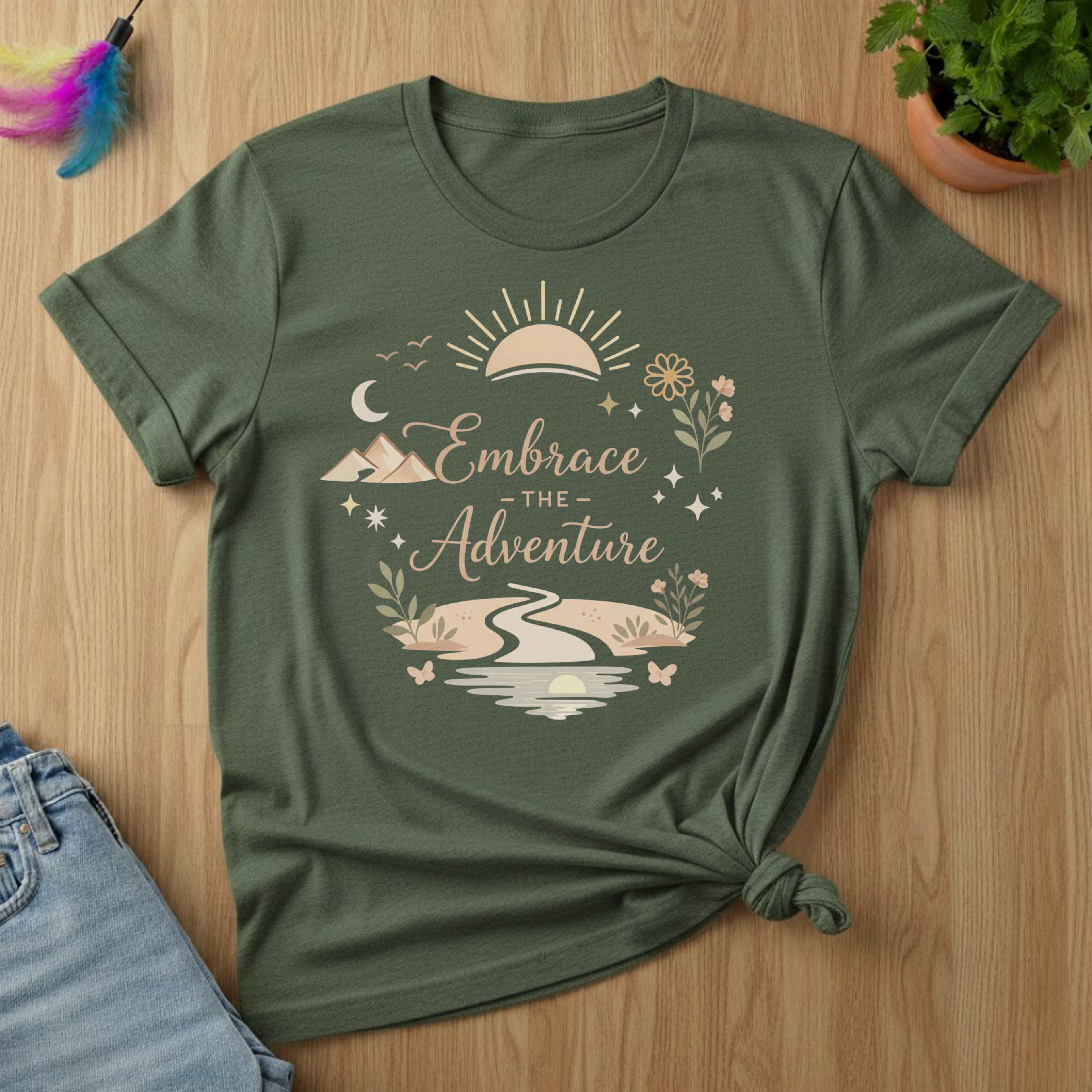 Embrace the Adventure T-Shirt — Scenic Sunriver Nature Graphic