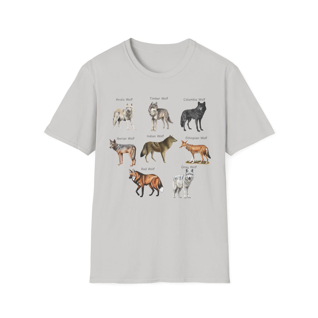 Wolf Species Chart T-Shirt — Illustrated Wolves Guide Tee