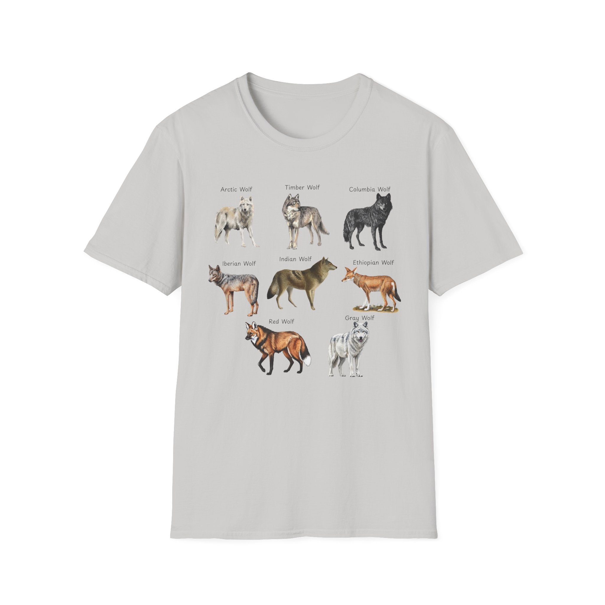 Wolf Species Chart T-Shirt — Illustrated Wolves Guide Tee