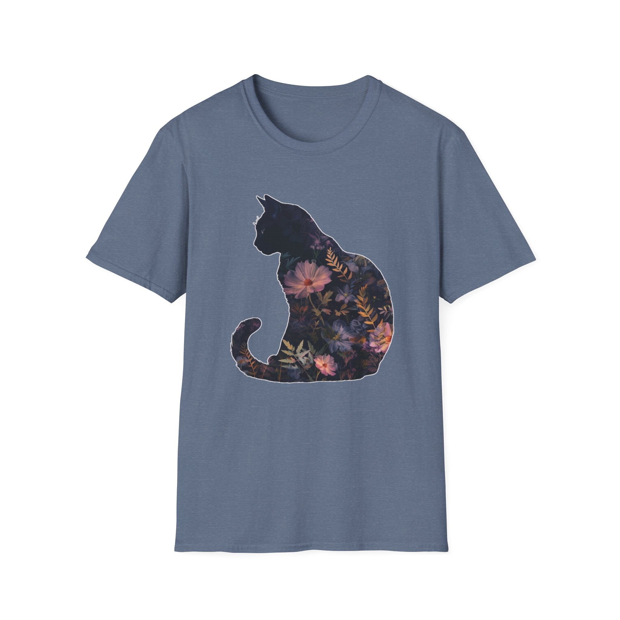 Floral Cat Silhouette T-Shirt