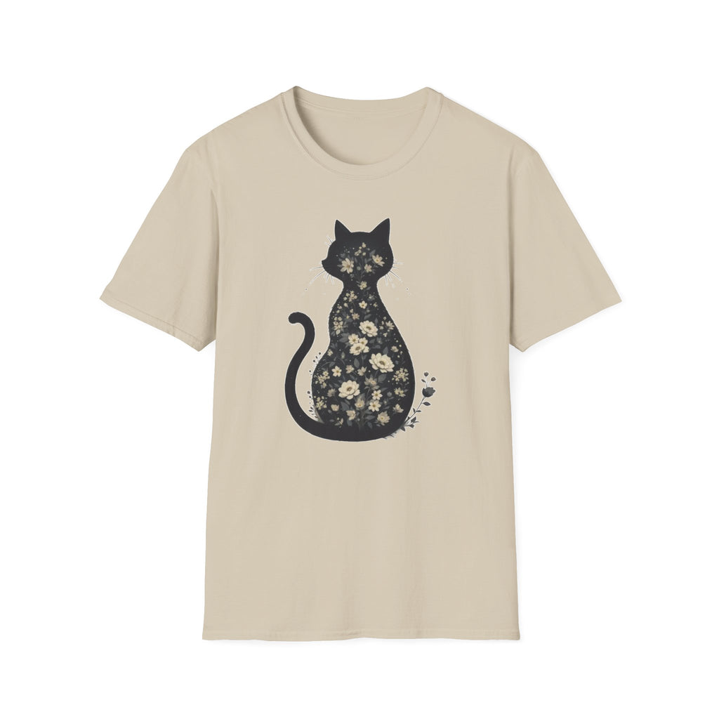 Floral Silhouette Cat T-Shirt