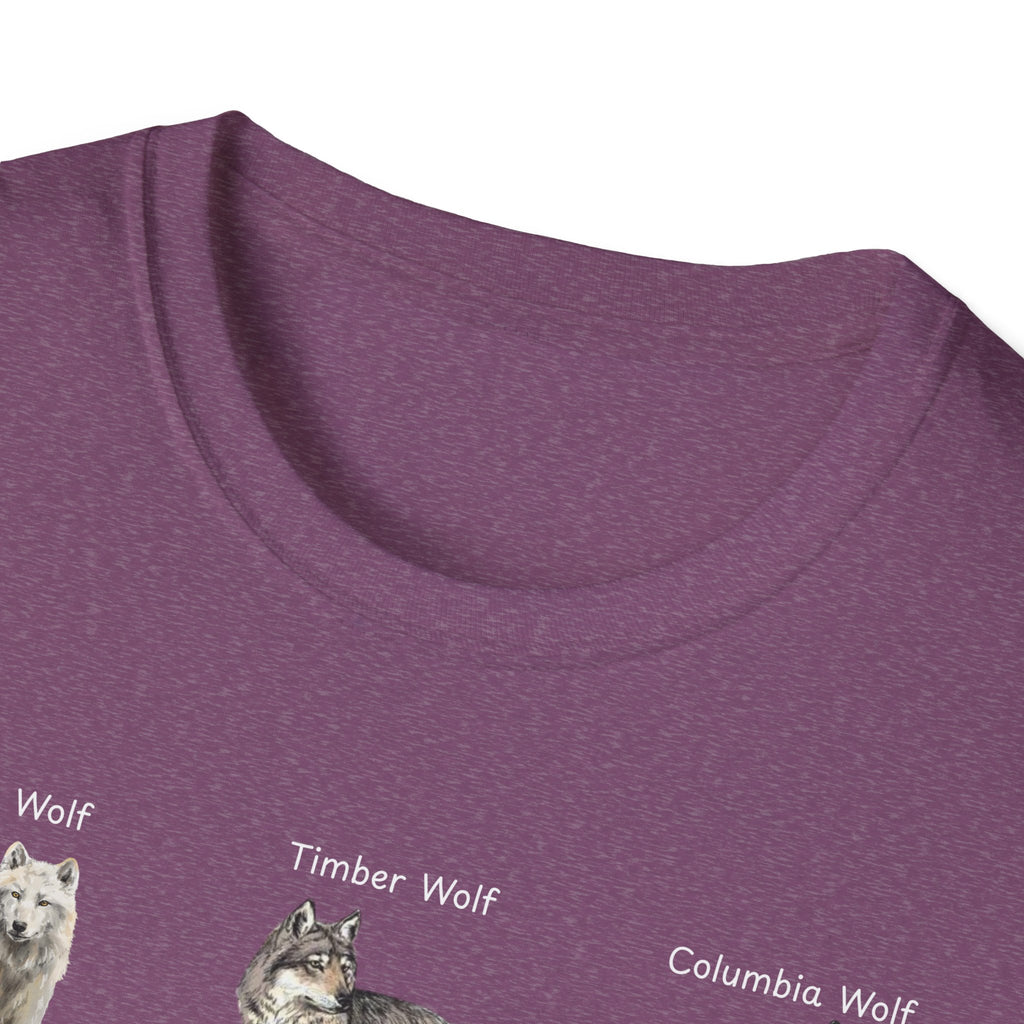 Wolf Species Chart T-Shirt — Illustrated Wolves Guide Tee