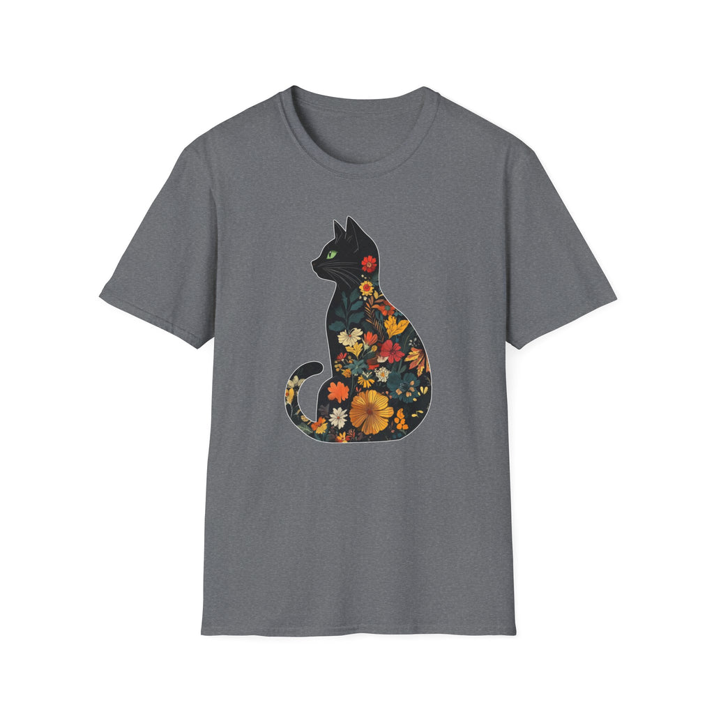 Floral Cat Silhouette T-Shirt