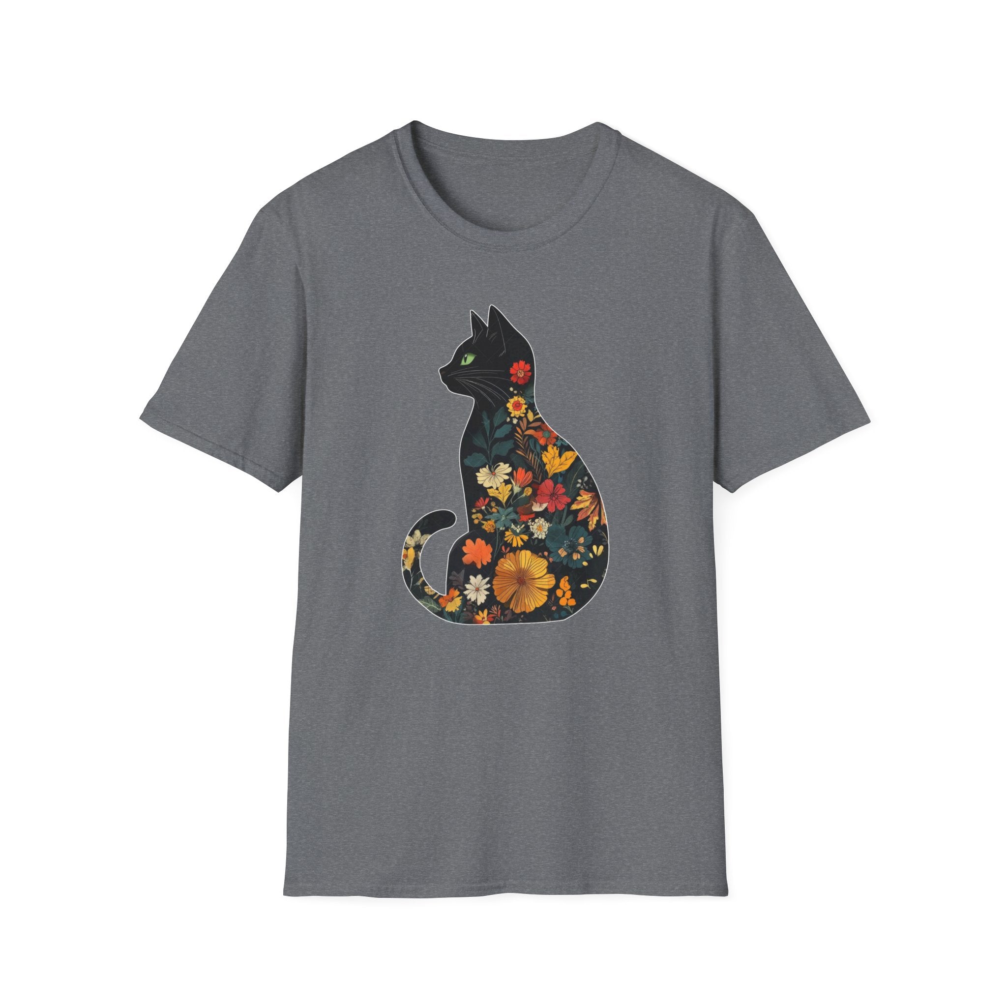 Floral Cat Silhouette T-Shirt