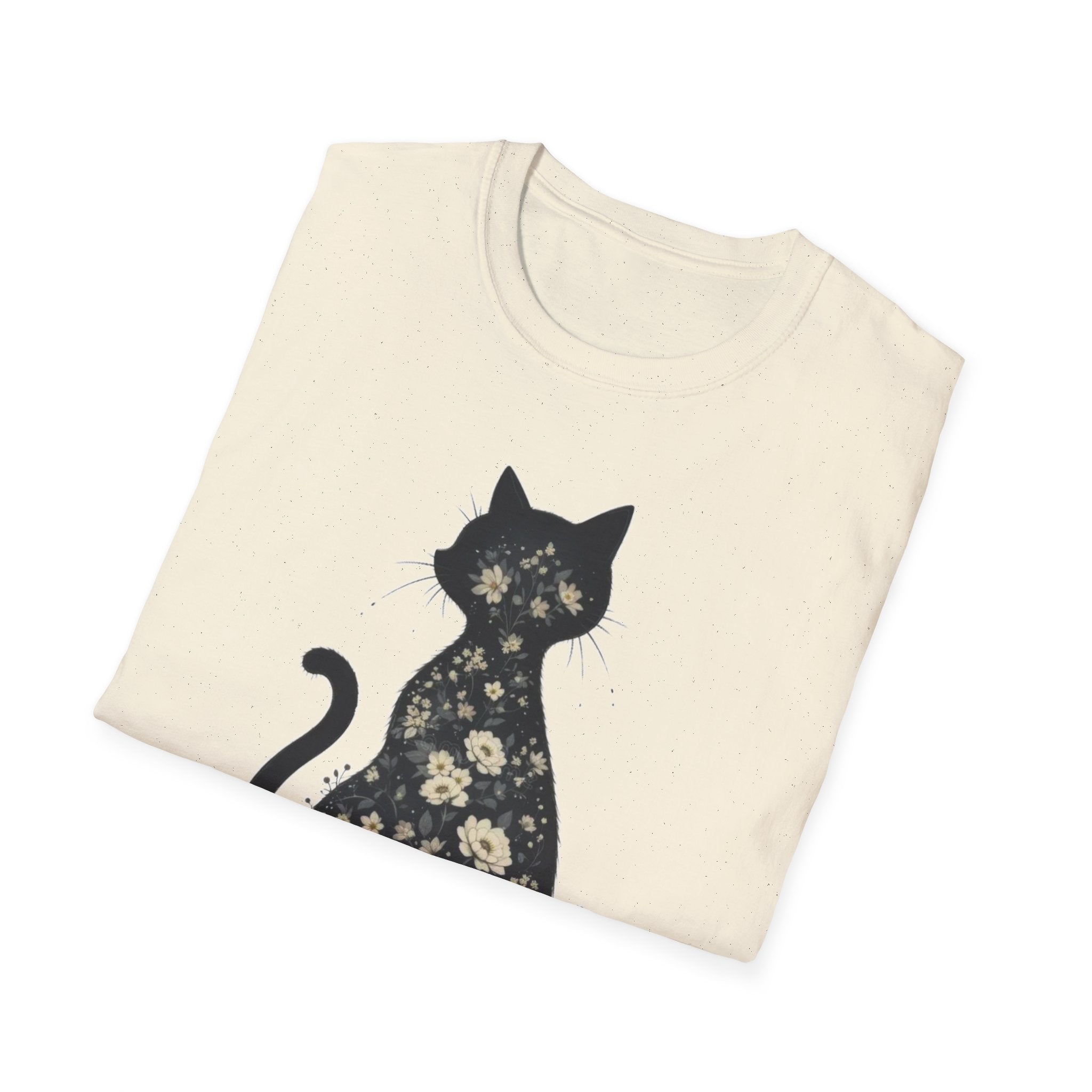 Floral Silhouette Cat T-Shirt