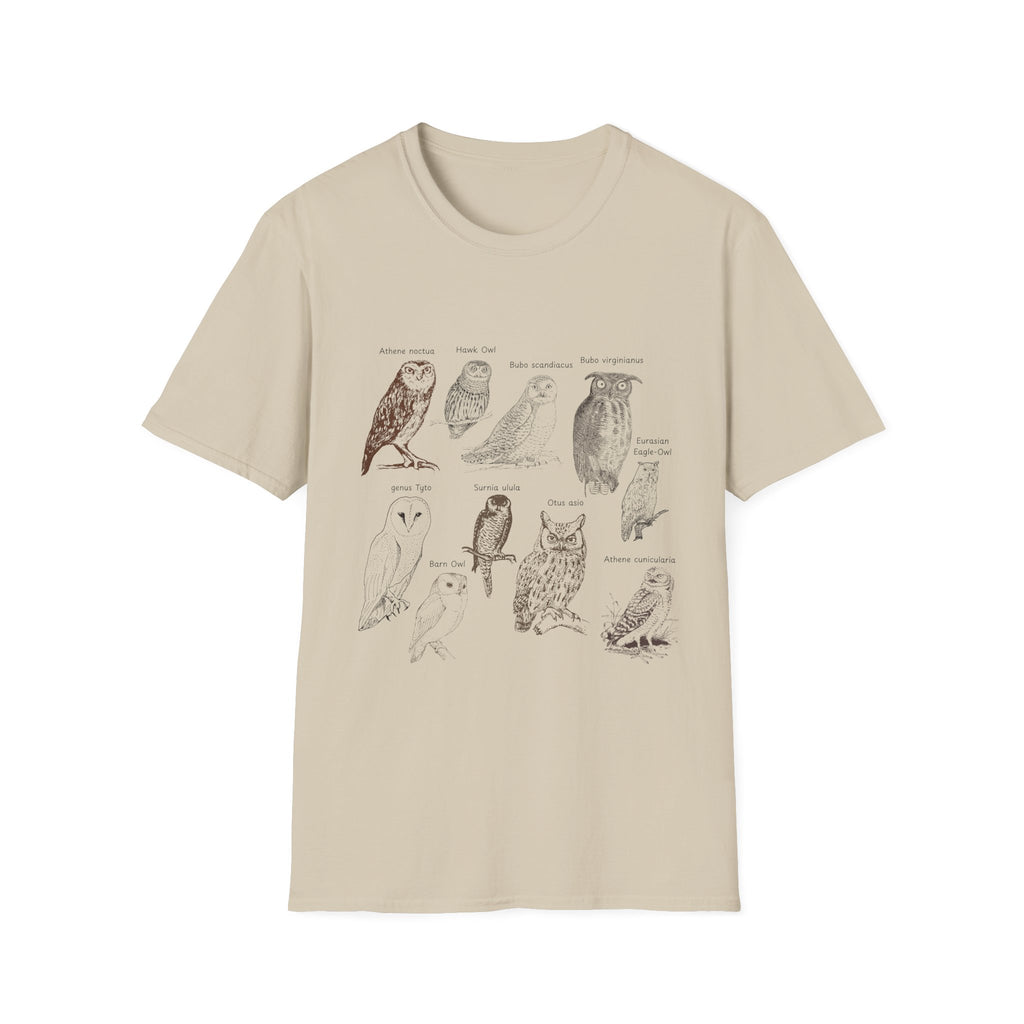 Owl Field Guide T-Shirt — Vintage Bird Illustration Tee
