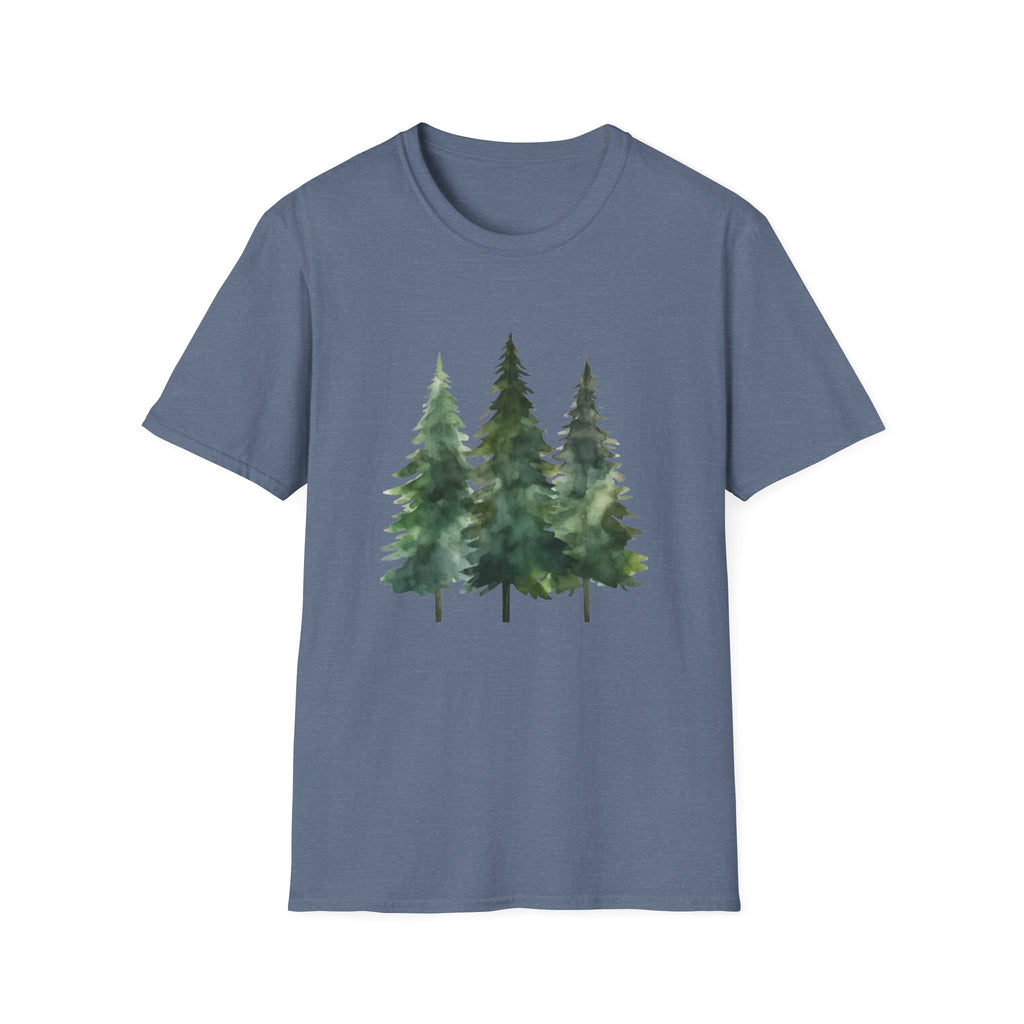 Pine Forest Tee — Watercolor Evergreen Tree T-Shirt