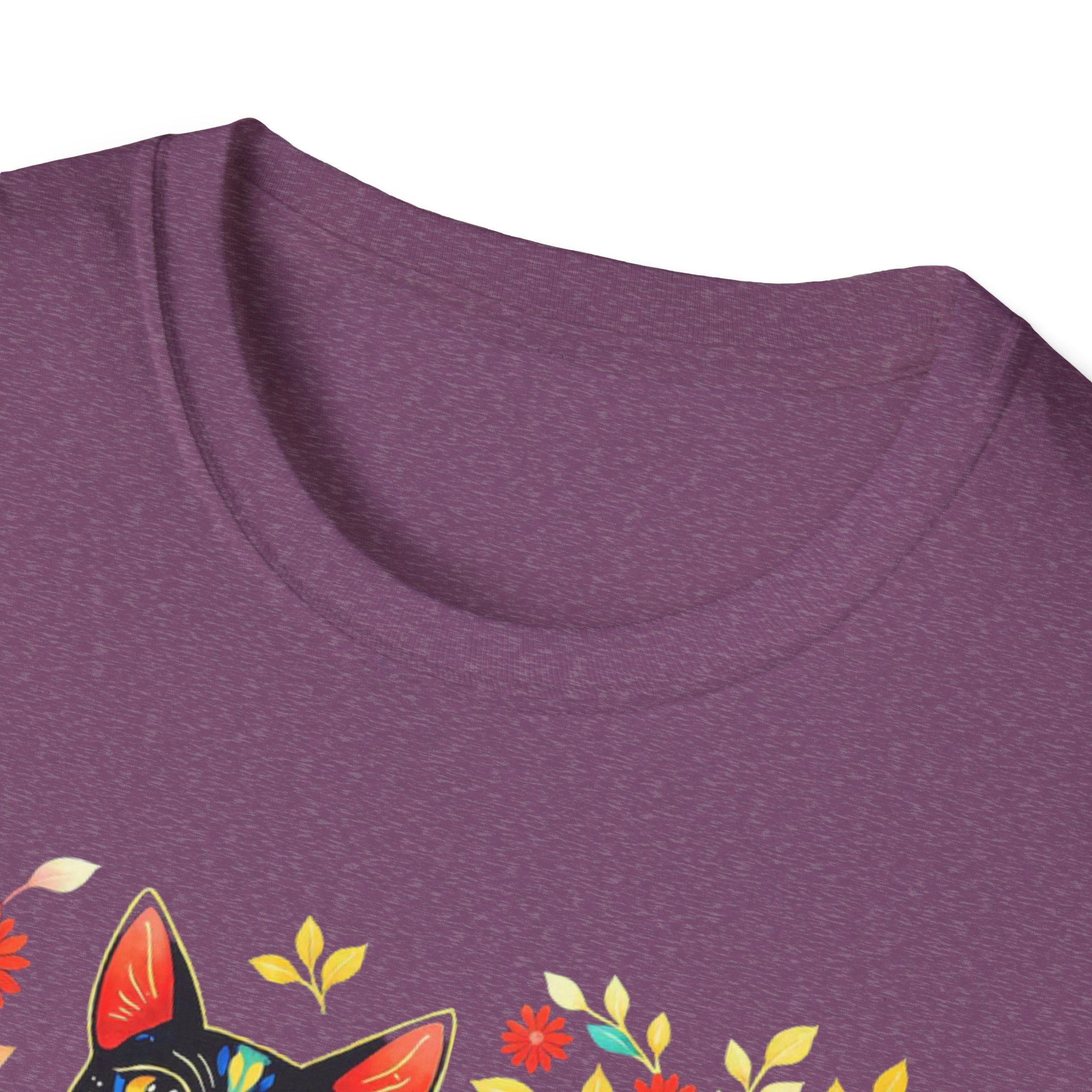 Floral Folk Art Cat T-Shirt — Colorful Boho Cat Tee