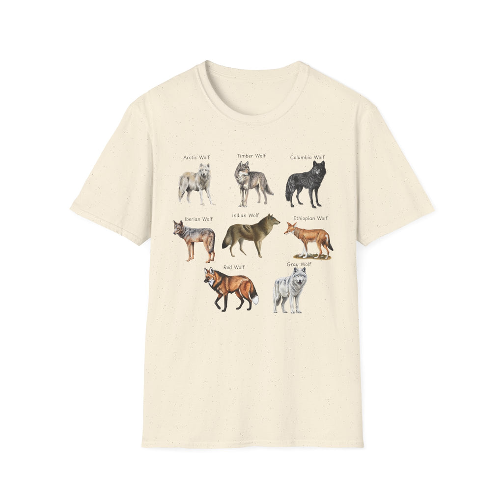Wolf Species Chart T-Shirt — Illustrated Wolves Guide Tee