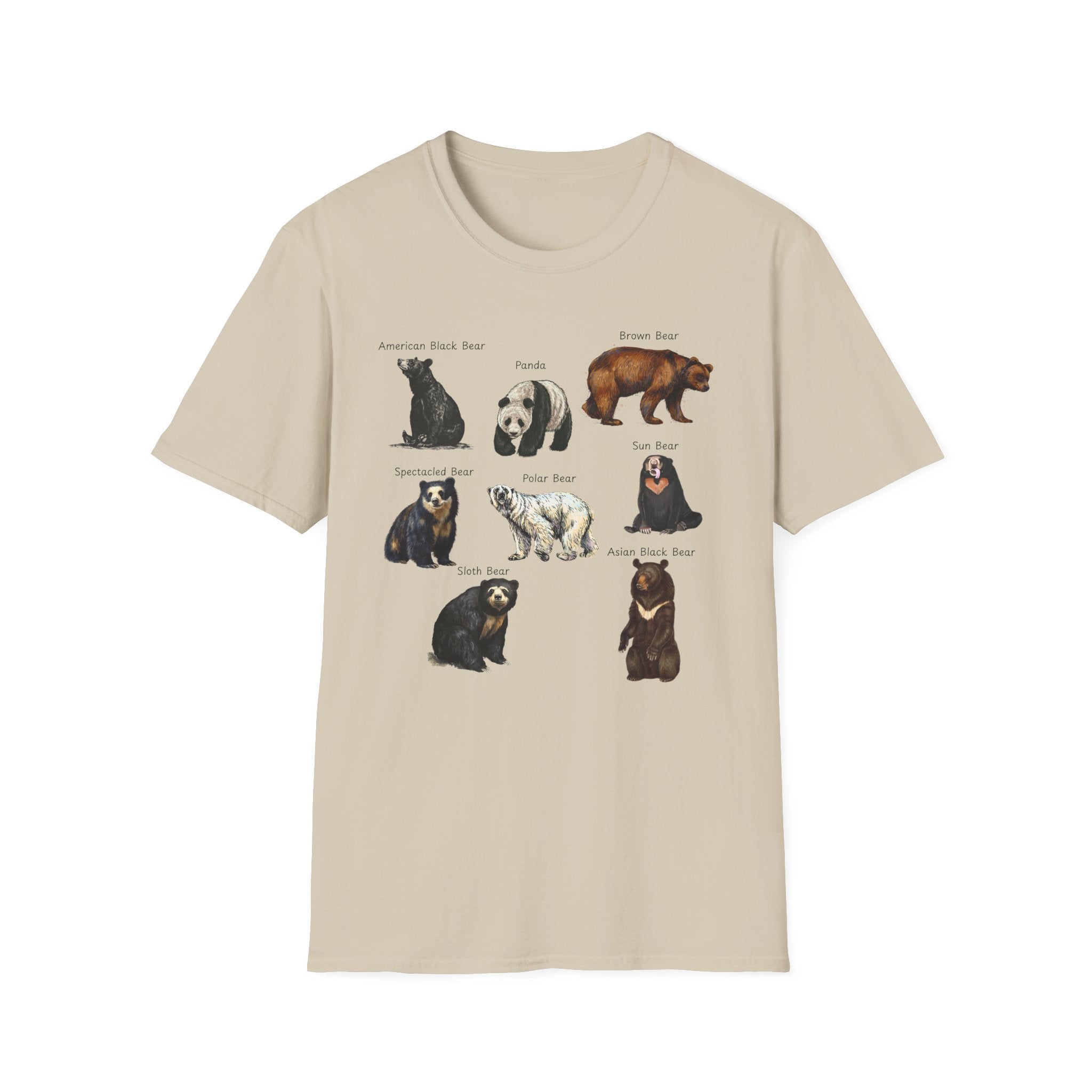 Bear Species Graphic T-Shirt — Vintage Illustrated Bear Types Tee