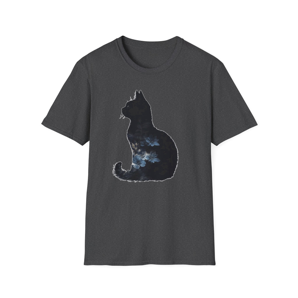 Galaxy Cat T-Shirt — Night Sky Silhouette Tee for Cat Lovers