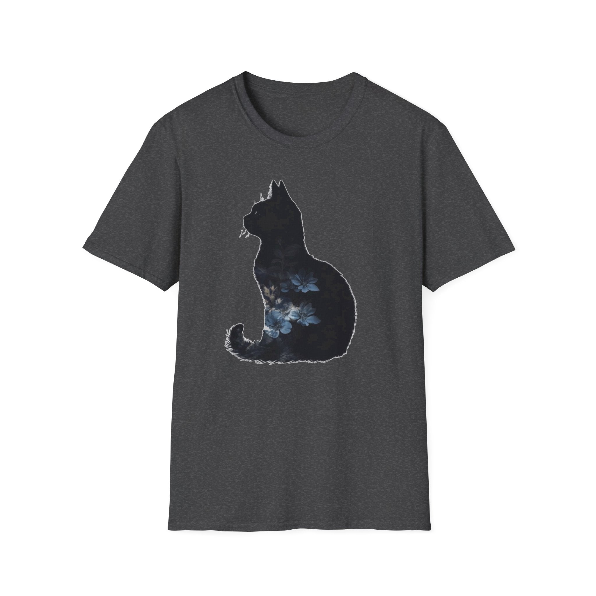 Galaxy Cat T-Shirt — Night Sky Silhouette Tee for Cat Lovers