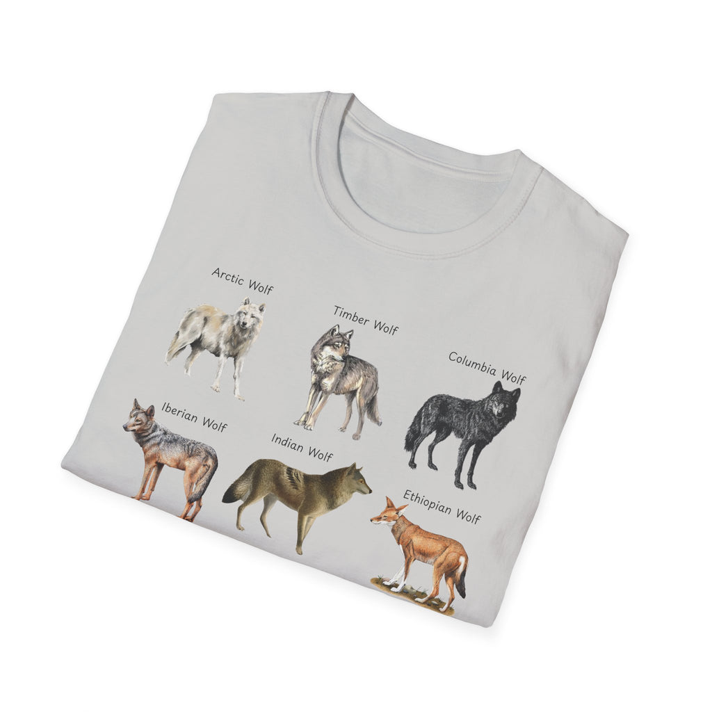 Wolf Species Chart T-Shirt — Illustrated Wolves Guide Tee