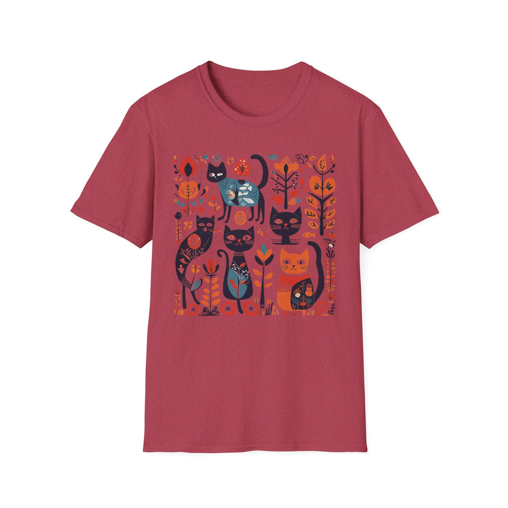 Cats & Flowers T-Shirt — Whimsical Folk Art Cat Graphic Tee