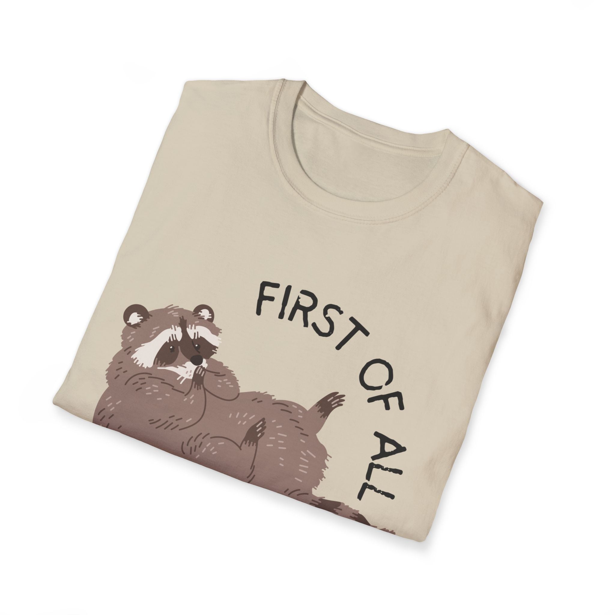 Cute Raccoon Tee — "First Of All, I'm A Delight" Graphic T-Shirt