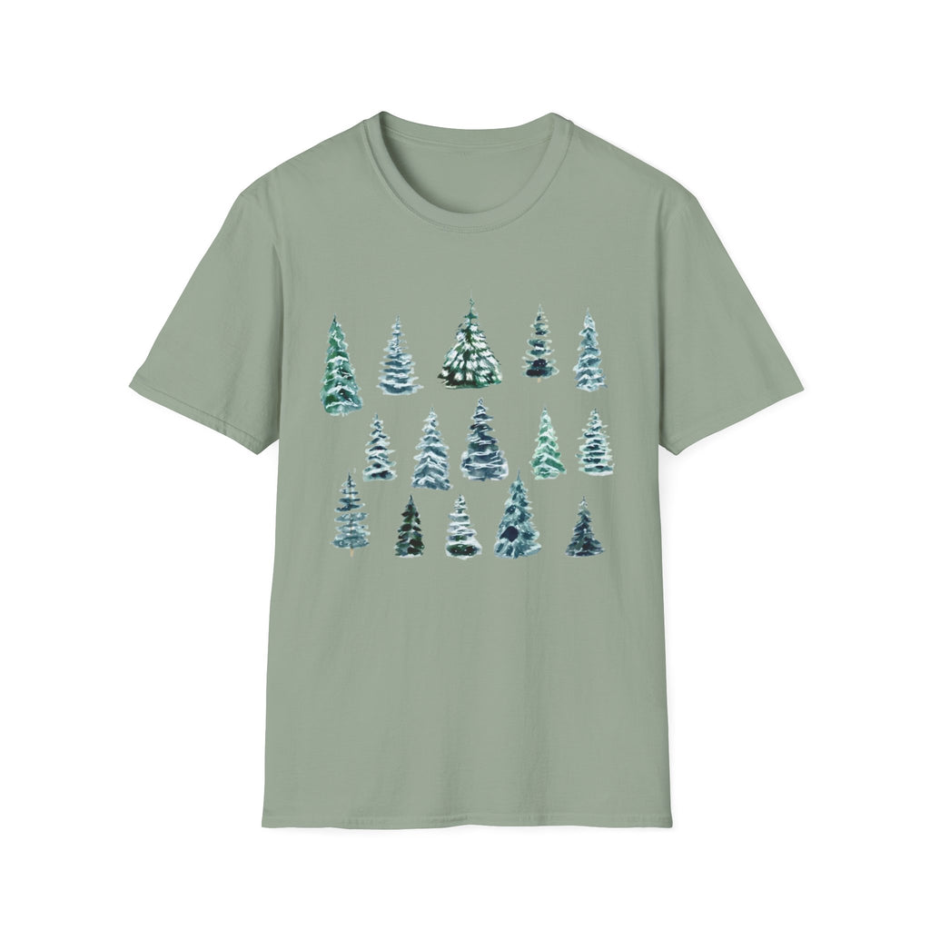 Pine Tree Watercolor T-Shirt — Minimal Holiday Trees Tee