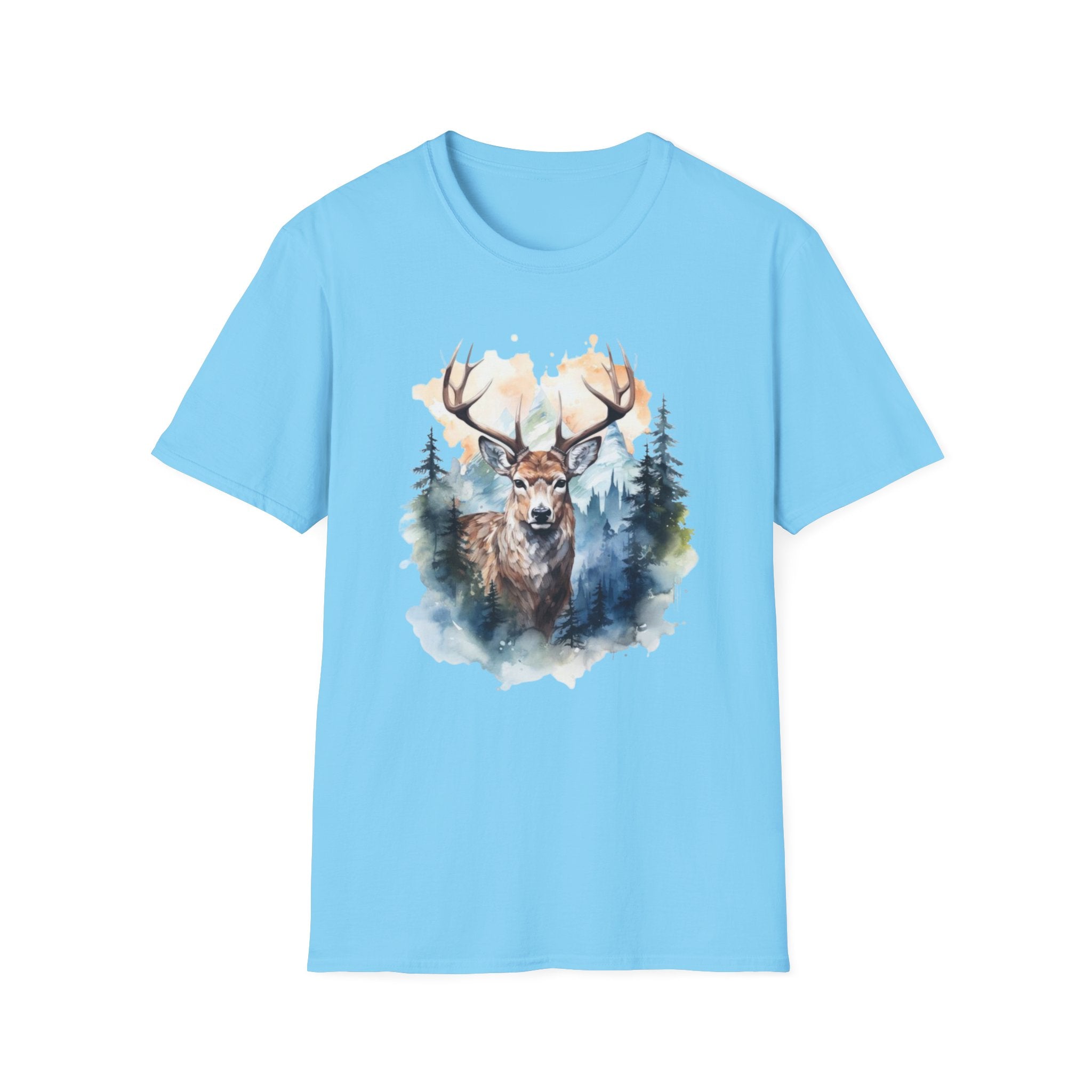Deer Forest Watercolor T-Shirt — Majestic Stag Woodland Graphic Tee