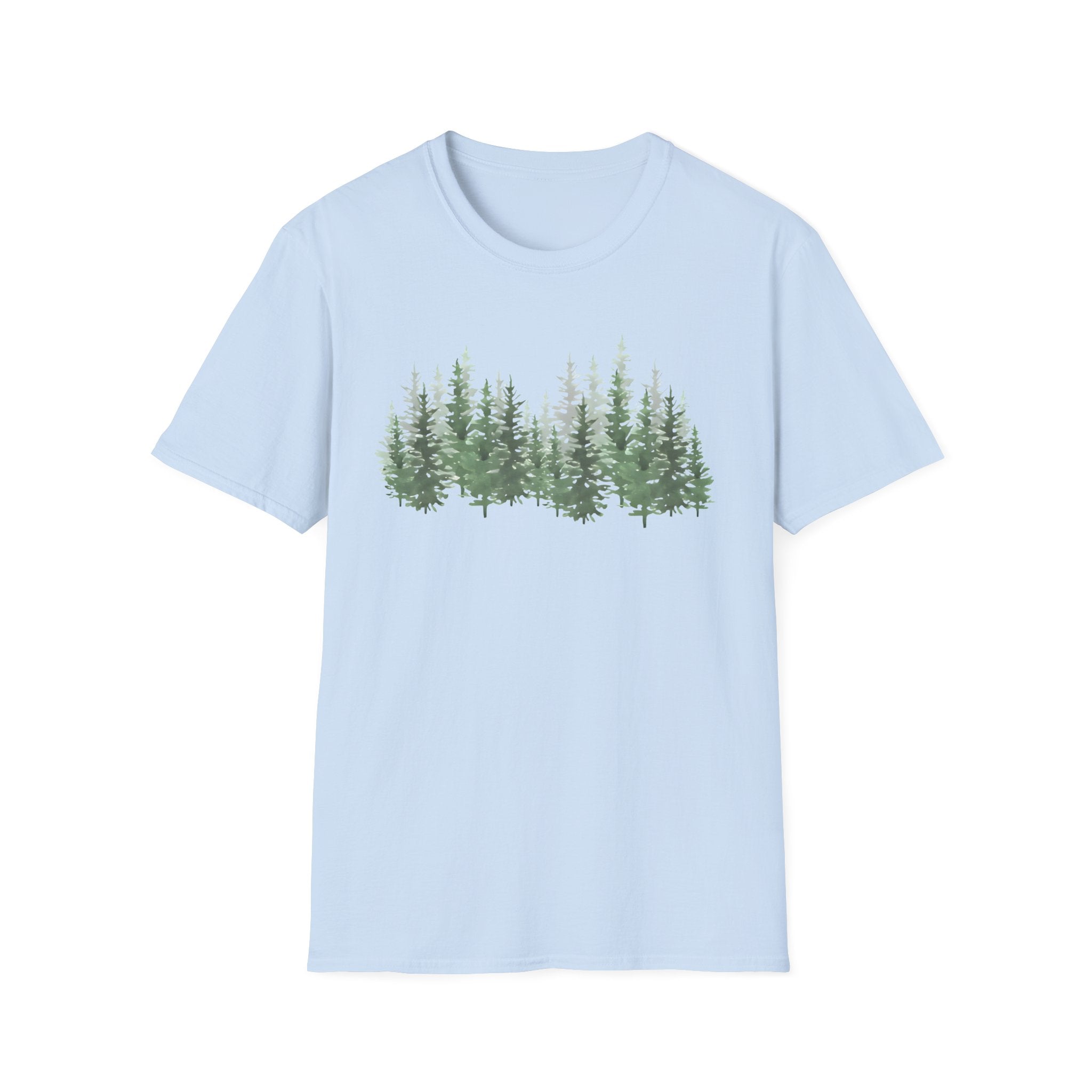 Forest Line T-Shirt — Minimal Evergreen Tree Graphic Tee