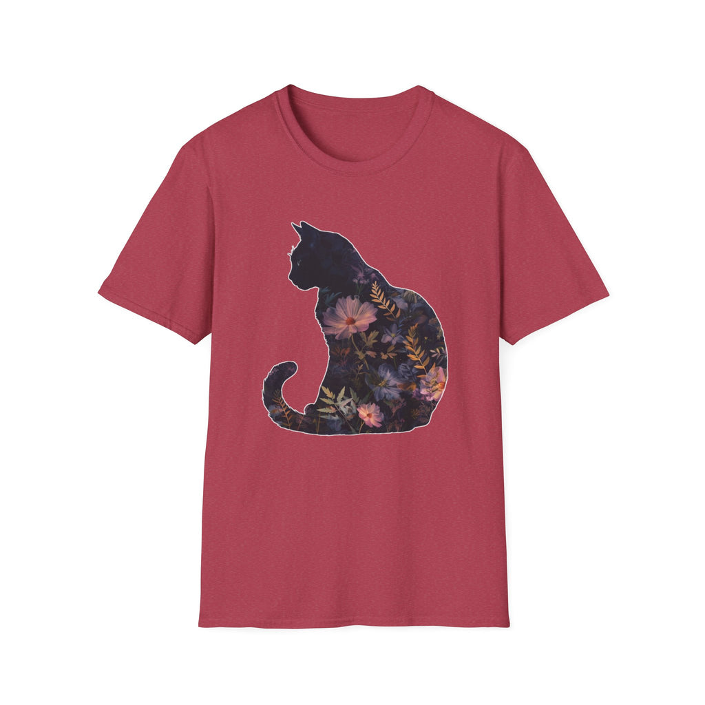 Floral Cat Silhouette T-Shirt