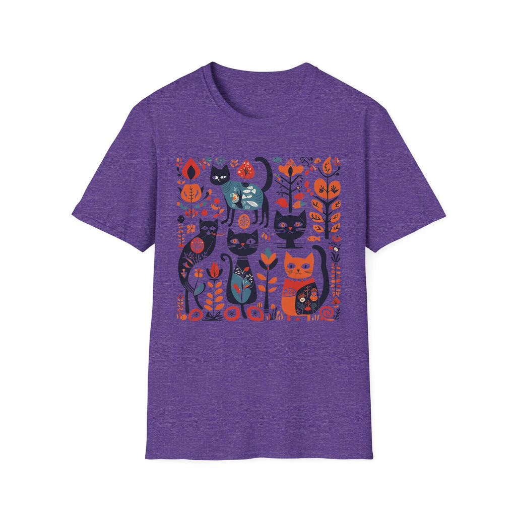 Cats & Flowers T-Shirt — Whimsical Folk Art Cat Graphic Tee