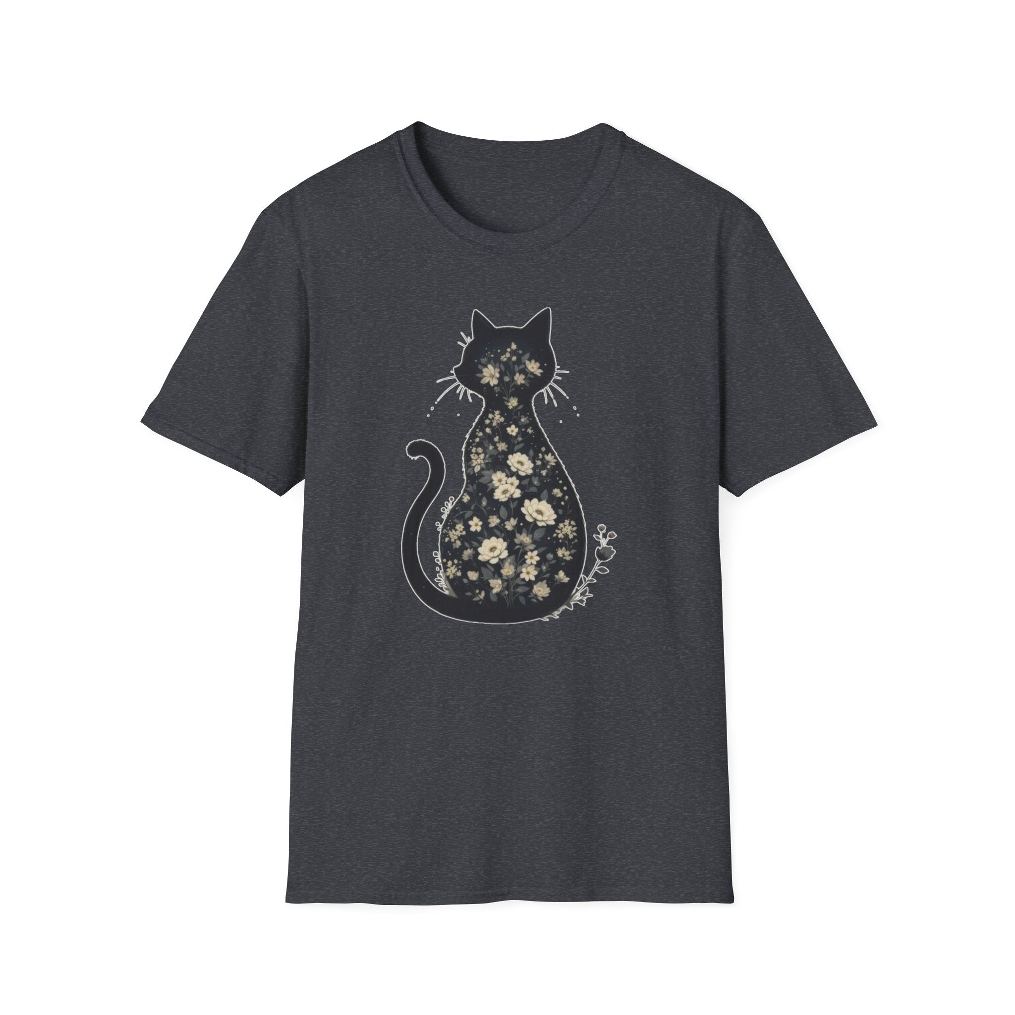 Floral Silhouette Cat T-Shirt