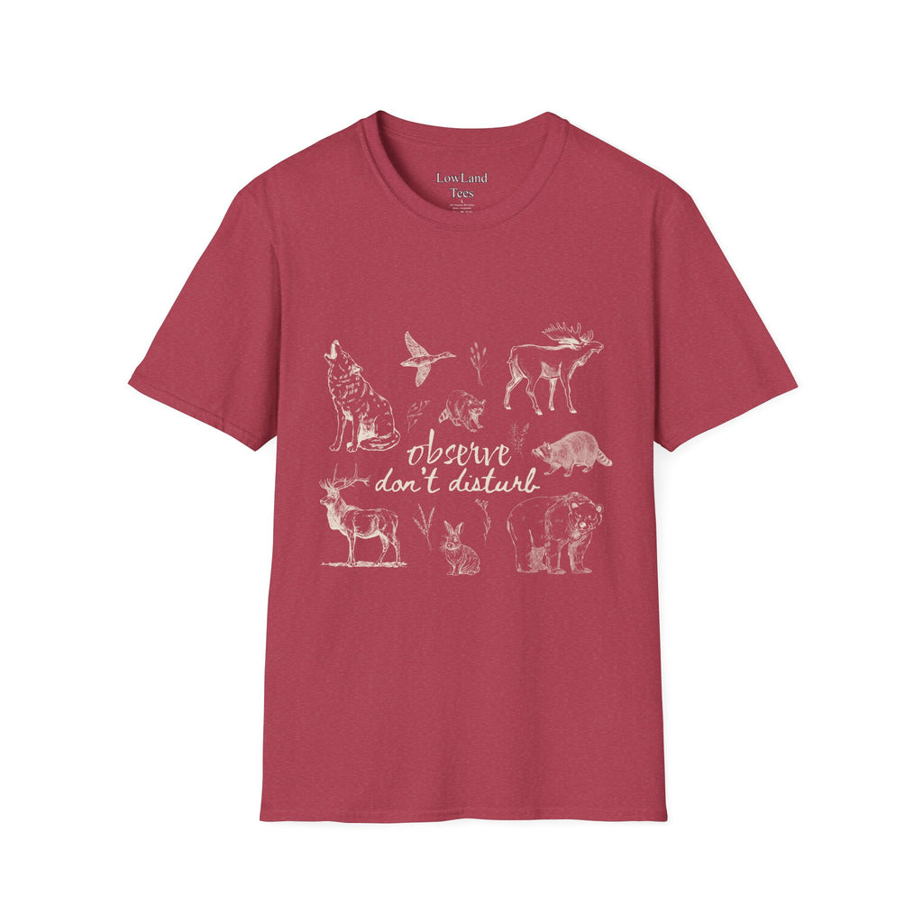 Observe Don’t Disturb T-Shirt — Vintage Sketch Wildlife Field Guide Tee